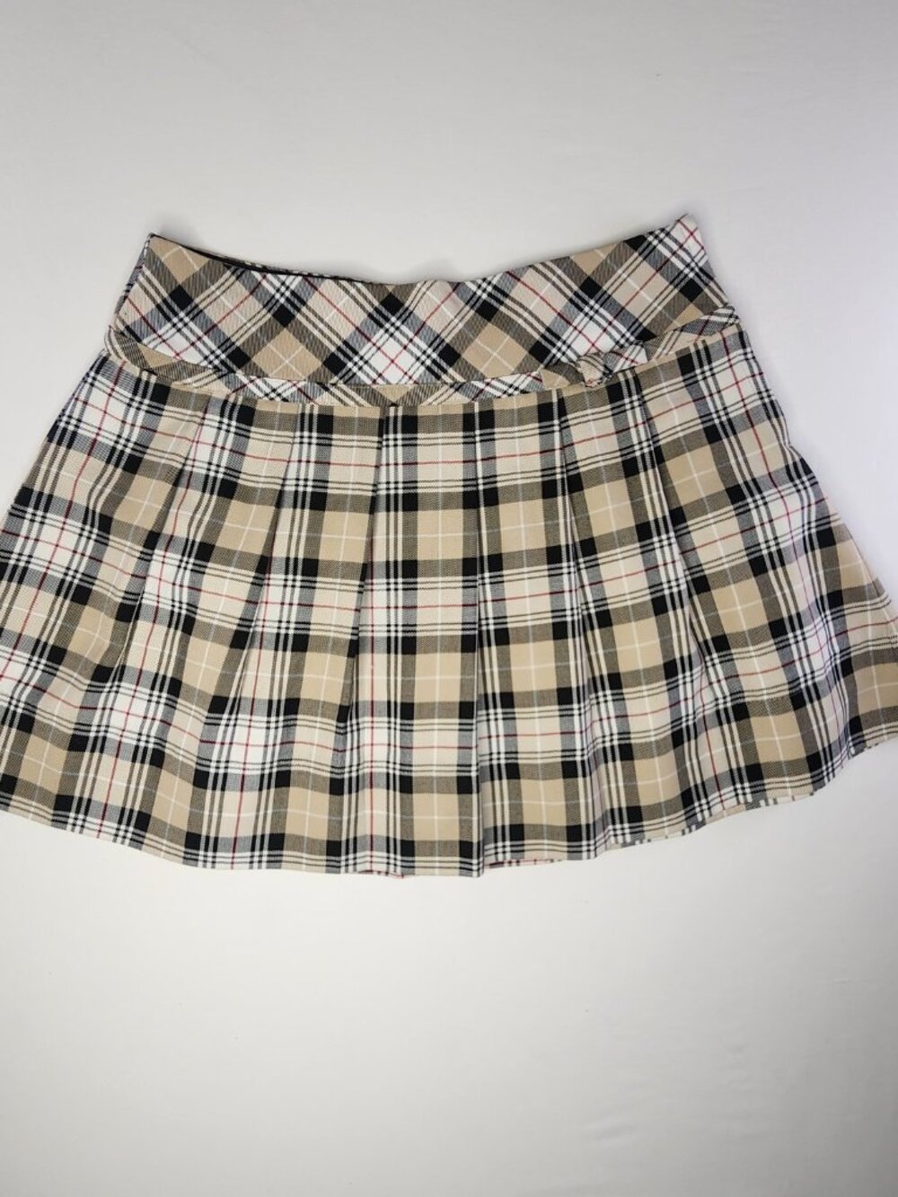 Clément Tan Tartan Plaid Pleated Mini Skirt Size 20 Schoolgirl Preppy